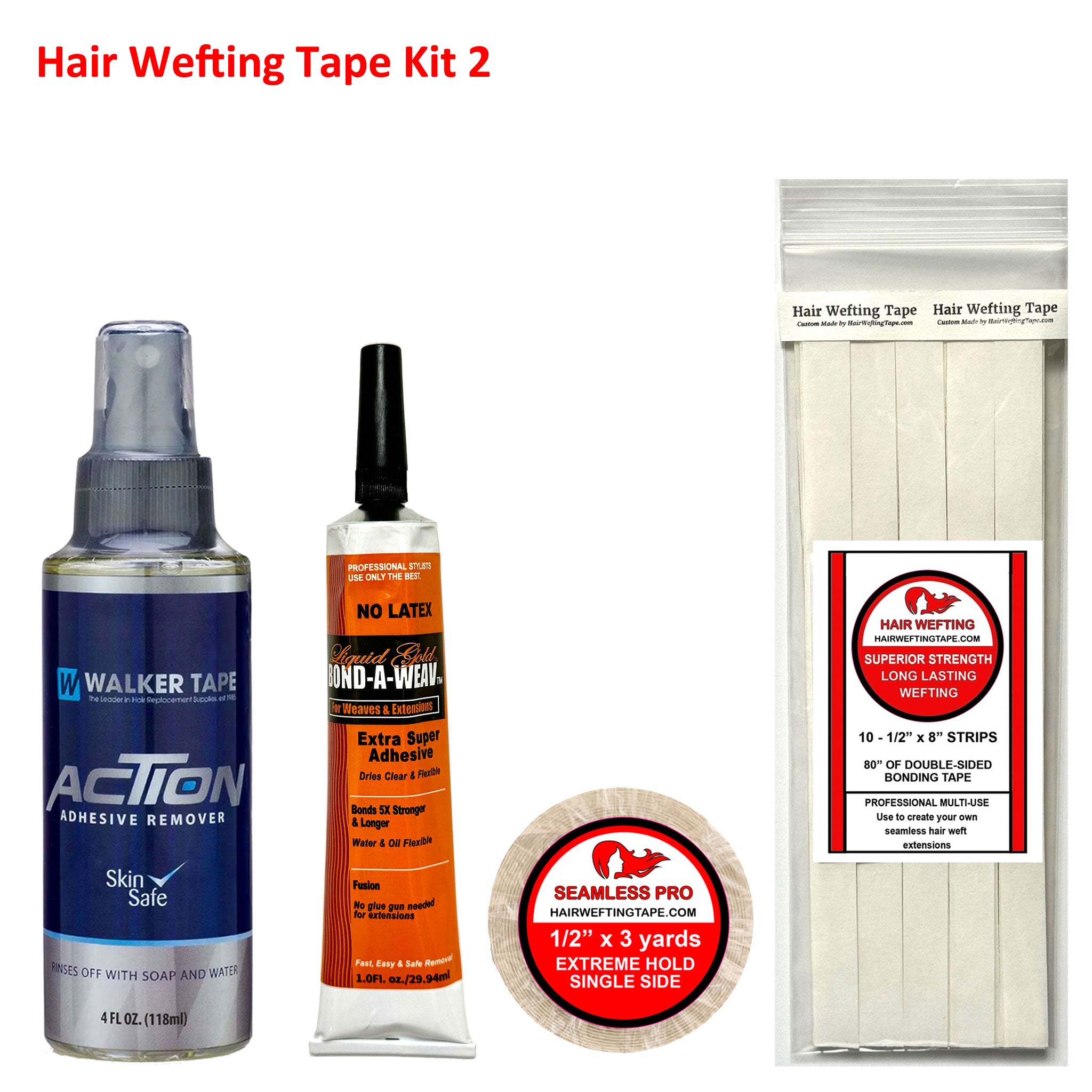 10 strips of-1/2" x 8”long and total length of tape is 80" of double sided hair wefting tape to make seamless hair weft extensions.
