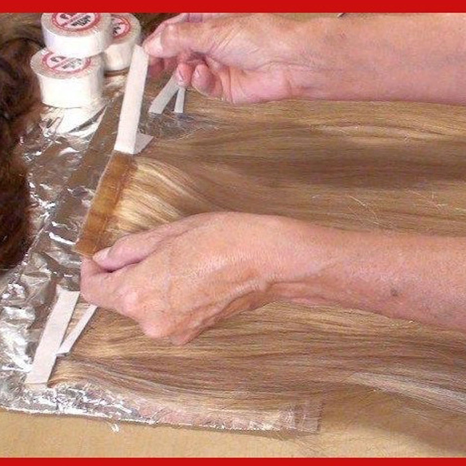 Do it yourself tape-in hair extensions using our wefting tape.