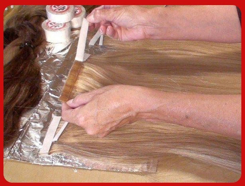 Do it yourself tape-in hair extensions using our wefting tape.
