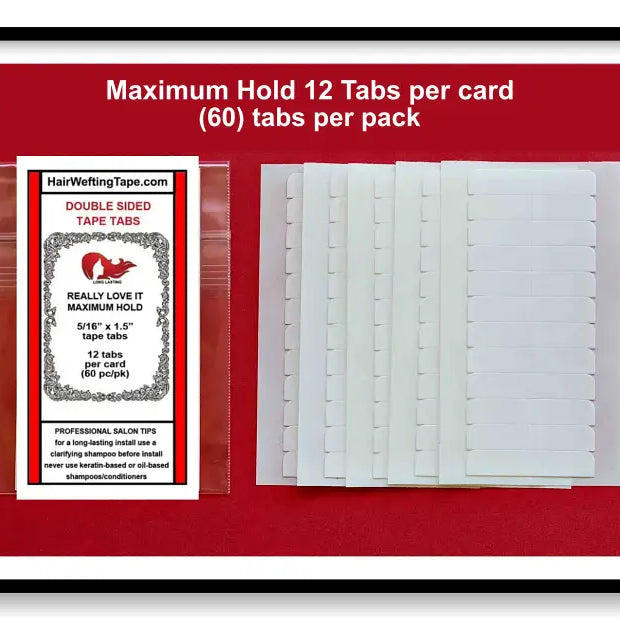 Maximum Hold Hair Extension Tape Tabs ~ Strongest is our long lasting hair extension tape tabs. Hairweftingtape.com